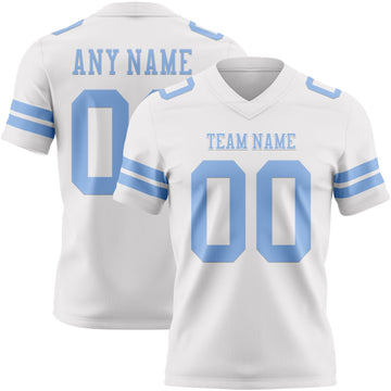 Maxcorners Custom White Light Blue Authentic Football Jersey LM2605