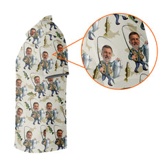 Maxcorners Custom Face Funny Fishing Shirt, Fishing UPF Shirts, Gift For Fisherman, Fishing Shirts For Men