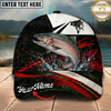 Maxcorners Fishing Black Red Abstract Stripe Personalized 3D Cap (12 Fish Species)