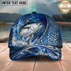 Maxcorners Fishing Ocean Scale Dynamic Splash Personalized Name 3D Cap (12 Fish Species)