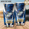 Maxcorners Fishing Tumbler Navy White Angular Chevron Design Personalized Name Tumbler (13 Species)