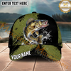 Maxcorners Fishing Olive Black Grunge Water Splash Personalized Name 3D Cap (12 Fish Species)