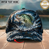 Maxcorners Fishing Dark Blue Ocean Splash Personalized 3D Cap (12 Fish Species)