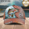 Maxcorners Fishing Olive Scale Wave Splash Circle Logo Personalized Name 3D Cap (12 Fish Species)