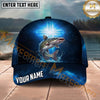 Maxcorners Fishing Midnight Blue Cross Galaxy Splash Personalized Name 3D Cap (12 Fish Species)