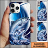 Maxcorners Fishing Blue Ocean Wave Personalized Name Phone Case (12 Fish Species)