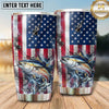 Maxcorners Fishing Tumbler Distressed American Flag Design Personalized Name Tumbler (13 Species)