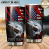 Maxcorners Fishing Tumbler Black Red Patriotic Slash Design Personalized Name Tumbler (13 Species)
