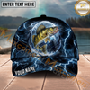 Maxcorners Fishing Thunder Moon Lightning Personalized Name 3D Cap (12 Fish Species)