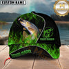 Maxcorners Fishing Angler Green Flame Custom Name Personalized Cap  (12 Fish Species)
