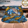 Maxcorners Fishing Blue Water Golden Armor Plate Personalized 3D Bucket Hat (13 Fish Species)