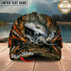 Maxcorners Fishing Woodland Camo Orange Stripe Personalized 3D Cap (12 Fish Species)