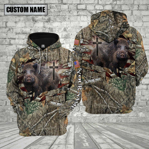 Maxcorners Custom Name Boar Hunting Shirt 3D All Over Printed Clothes