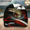 Maxcorners Fishing Black Red Abstract Stripe Personalized 3D Cap (12 Fish Species)
