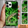 Maxcorners Fishing Electric Green Water Splash Personalized Name Phone Case (12 Fish Species)