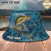 Maxcorners Fishing Aqua Water Scale Personalized Name 3D Bucket Hat (12 Fish Species)