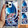 Maxcorners Fishing Blue Ocean Wave Personalized Name Phone Case (12 Fish Species)