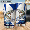 Maxcorners Fishing Tumbler Blue White Racing Stripe Design Personalized Name Tumbler (13 Species)