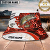 Maxcorners Fishing Red Flame Personalized Name 3D Bucket Hat (12 Fish Species)