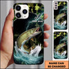 Maxcorners Green Camo Lightning Water Splash Personalized Name Phone Case (13 Fish Species)