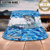 Maxcorners Fishing Blue Camouflage Water Splash Personalized 3D Bucket Hat (13 Fish Species)
