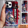Maxcorners Fishing American Flag Personalized Name 3D Phone Case  (13 Fish Species)