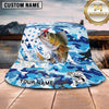 Maxcorners Fishing Epic Skull Fisherman Sunset Fishing Scene Personalized Name 3D Bucket Hat (13 Fish Species)
