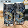 Maxcorners Fishing Tumbler Dark Blue Grunge Camouflage Design Personalized Name Tumbler (13 Species)