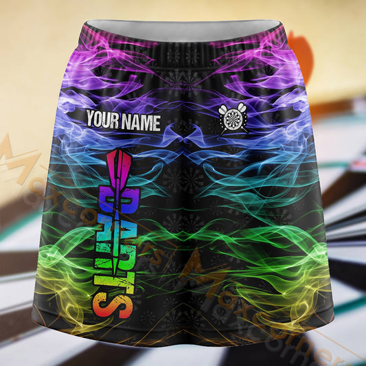 Maxcorners Darts Neon Smoke Darts Typography Personalized 3D Skort, Skirts With Shorts