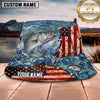 Maxcorners Fishing Red White Blue Patriotic Fishing with Flag and Splash Personalized Name 3D Bucket Hat (13 Fish Species)
