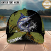 Maxcorners Fishing Olive Black Grunge Water Splash Personalized Name 3D Cap (12 Fish Species)