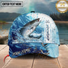 Maxcorners Fishing Blue Water Splash Hook Personalized 3D Classic Cap (12 Fish Species)