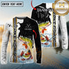 Maxcorners Chinook Fishing Split Grunge Splash Design Personalized Name, Team Name Long Sleeve Shirt (12 Fish Species)