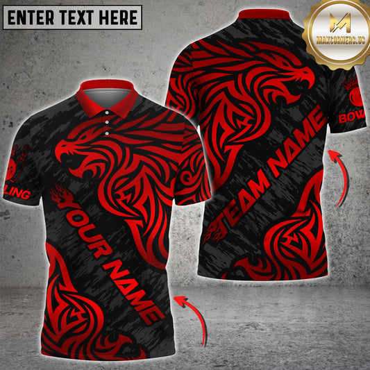 Maxcorners Golden Tribal Eagle Design Bowling Jersey Multicolor Options Personalized Name, Team Name 3D Shirt (4 Colors)