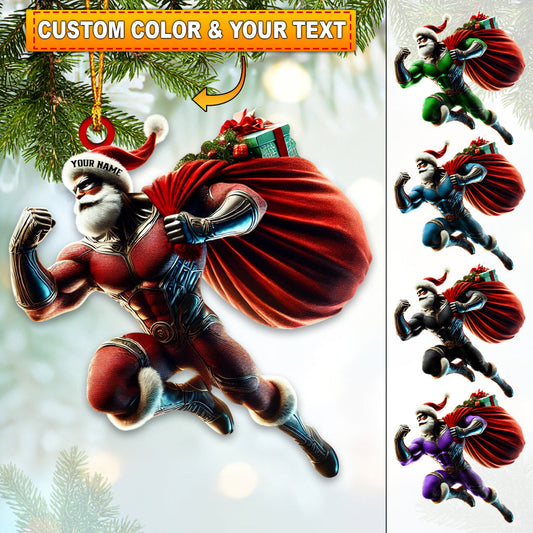 Maxcorners Custom Name Work Out Santa Ornament, Christmas Gift Decoration 2D Flat LM2111