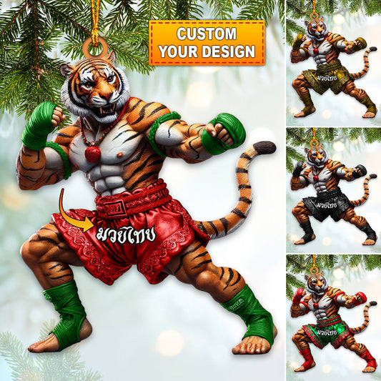 Maxcorners Custom Name Muay Thai Ornament, Muay Thai Santa Christmas Gift 2D Flat LM2211