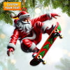 Maxcorners Custom Name Skating Santa Ornament, Skateboarding Ornament, Skating Lover Christmas Gift 2D Flat LM2211