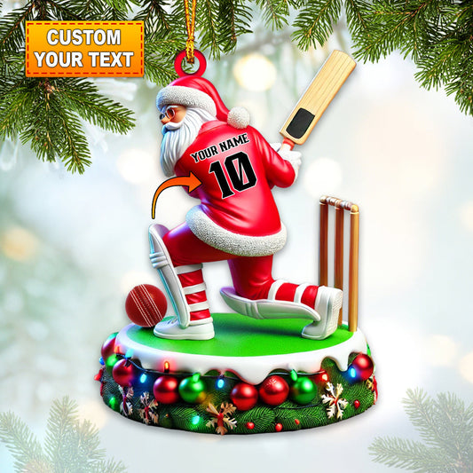 Maxcorners Custom Name Cricket Ball Ornament, Cricket Ball Lover Christmas Gift6 2D Flat LM2211