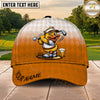 Maxcorners Golf Funny Duck Golfer Beer Lover Diamond Pattern Personalized Name 3D Classic Cap