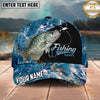 Maxcorners Fishing Blue Ocean Foam Happy Quote Personalized Name 3D Cap (12 Fish Species)