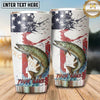 Maxcorners Fishing Tumbler White Patriotic Paint Splatter Design Personalized Name Tumbler (13 Species)