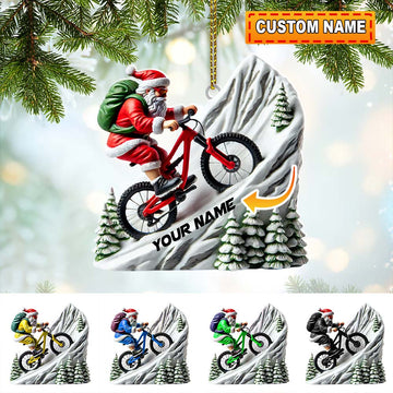 Maxcorners Custom Name Santa Mountain Bike Ornament, Santa Christmas Gift5 2D Flat LM2111