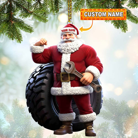Maxcorners Christmas Santa Mechanic, Home Decor, Christmas Ornament, Personalized Ornament 2D Flat LM2111