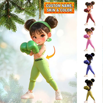 Maxcorners Custom Name Woman Boxing Ornament, Boxing Christmas Gift 2D Flat LM2111