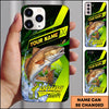 Maxcorners Neon Green Modern Graphic Personalized Name Phone Case (13 Fish Species)