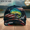 Maxcorners Fishing Patriotic American Flag Splash Personalized 3D Cap (12 Fish Species)