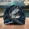 Maxcorners Fishing Midnight Thunder Hex Personalized Name 3D Cap (12 Fish Species)