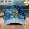 Maxcorners Fishing Ocean Marble Splash Personalized Name 3D Cap (12 Fish Species)