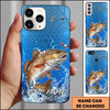 Maxcorners Blue Scale Lightning Water Splash Personalized Name Phone Case (13 Fish Species)