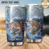 Maxcorners Fishing Tumbler Cloudy Blue Watercolor Design Personalized Name Tumbler (13 Species)